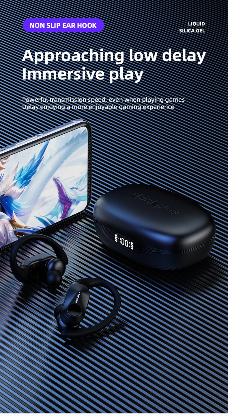 Lenovo LP75 Ture Wireless Headphones TWS Bluetooth 5.3 Noise Reduction Sports Ear Hook HiFi Stereo Waterproof Gaming Earphones