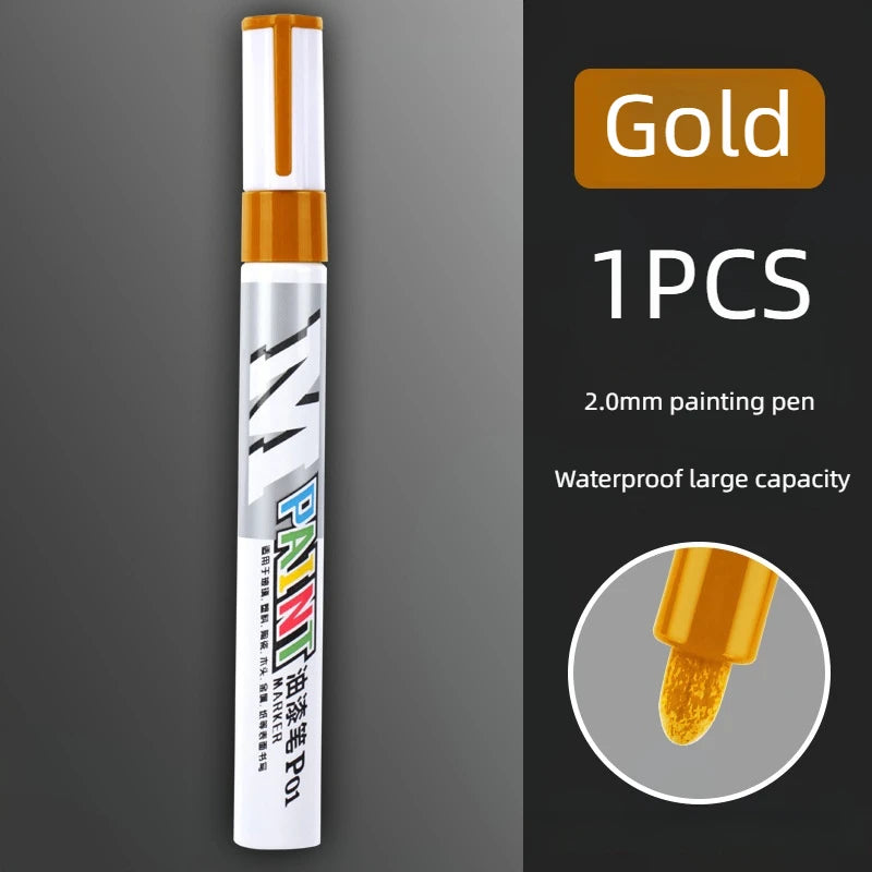 Car paint scratches repair brush pen waterproof water paint marker pen car tire tread care automotive  black white red silver