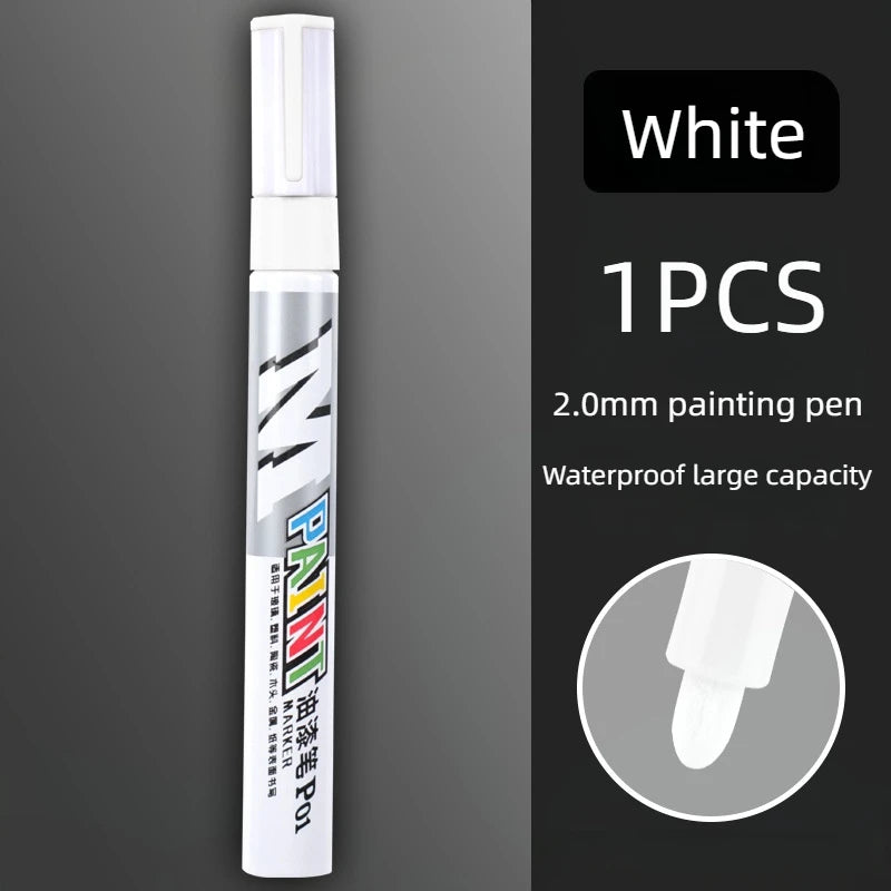 Car paint scratches repair brush pen waterproof water paint marker pen car tire tread care automotive  black white red silver