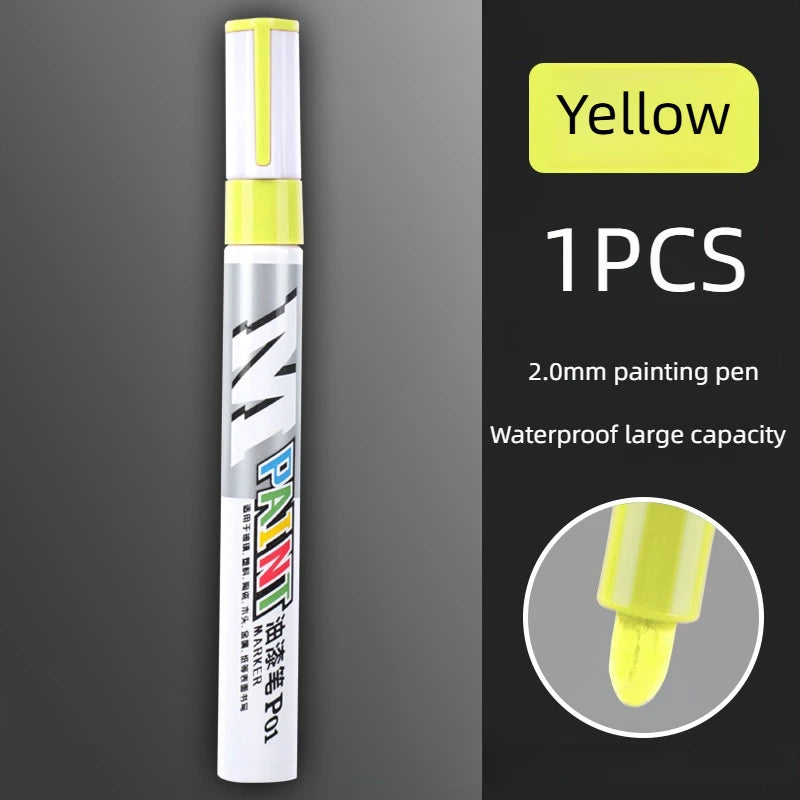 Car paint scratches repair brush pen waterproof water paint marker pen car tire tread care automotive  black white red silver