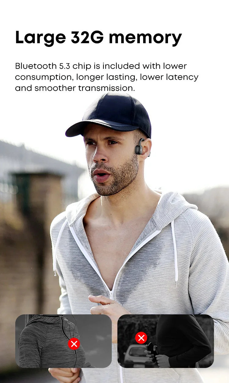 Xiaomi Bone Conduction Earphone Wireless Open Headset Bluetooth 5.3 IPX8 Swimming Bluetooth Headphones 32GB MP3 Sports Earbuds