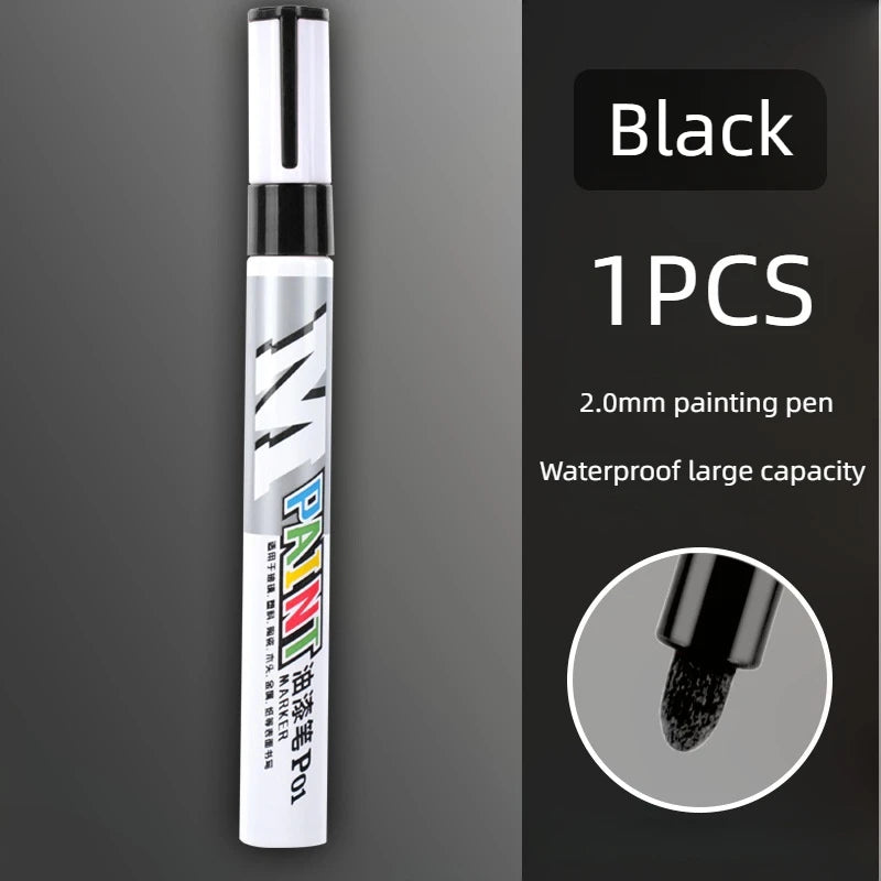 Car paint scratches repair brush pen waterproof water paint marker pen car tire tread care automotive  black white red silver
