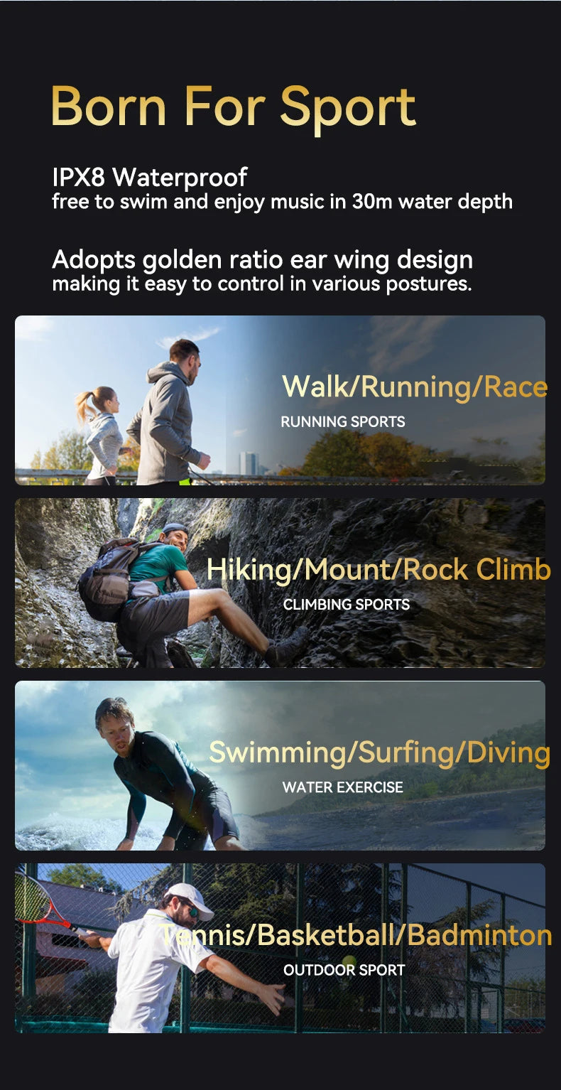 Xiaomi Bone Conduction Earphone Wireless Open Headset Bluetooth 5.3 IPX8 Swimming Bluetooth Headphones 32GB MP3 Sports Earbuds