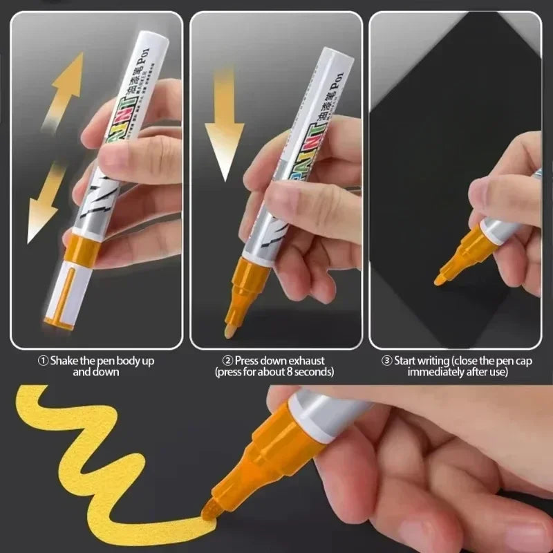 Car paint scratches repair brush pen waterproof water paint marker pen car tire tread care automotive  black white red silver