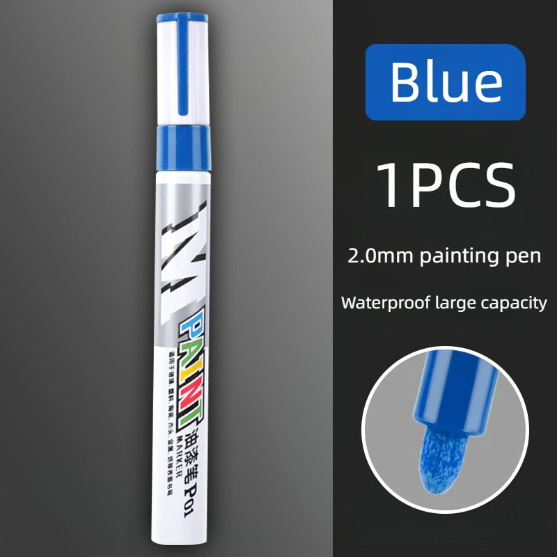 Car paint scratches repair brush pen waterproof water paint marker pen car tire tread care automotive  black white red silver