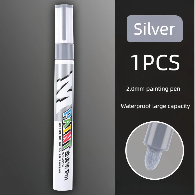 Car paint scratches repair brush pen waterproof water paint marker pen car tire tread care automotive  black white red silver