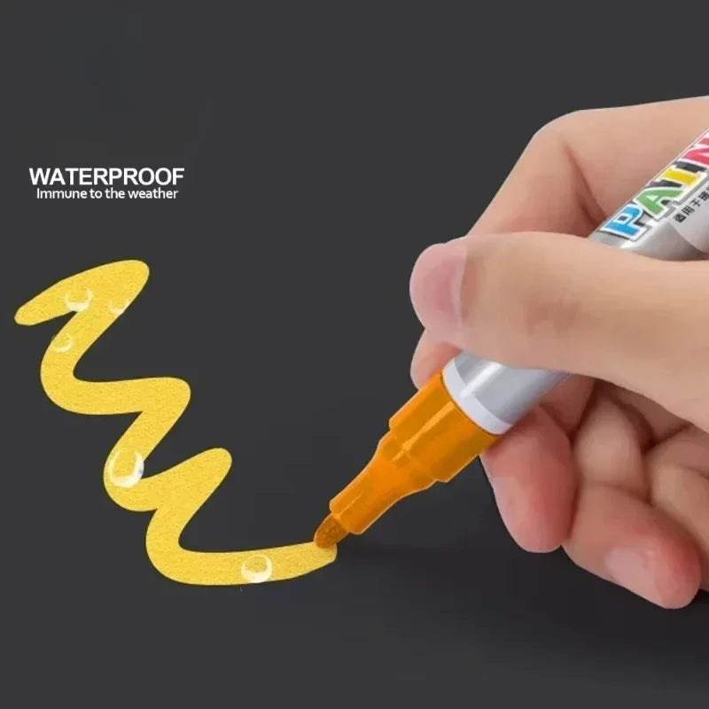 Car paint scratches repair brush pen waterproof water paint marker pen car tire tread care automotive  black white red silver